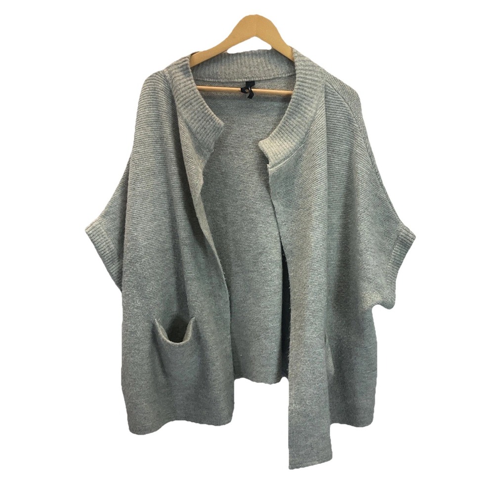 ANTHROPOLOGIE WOOL Bland KNIT OPEN FRONT SWEATER Cardigan Gray ONE SIZE